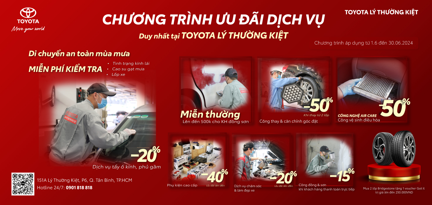 ƯU ĐÃI NGẬP TRÀN, AN TOÀN MÙA MƯA CÙNG TOYOTA LÝ THƯỜNG KIỆT
