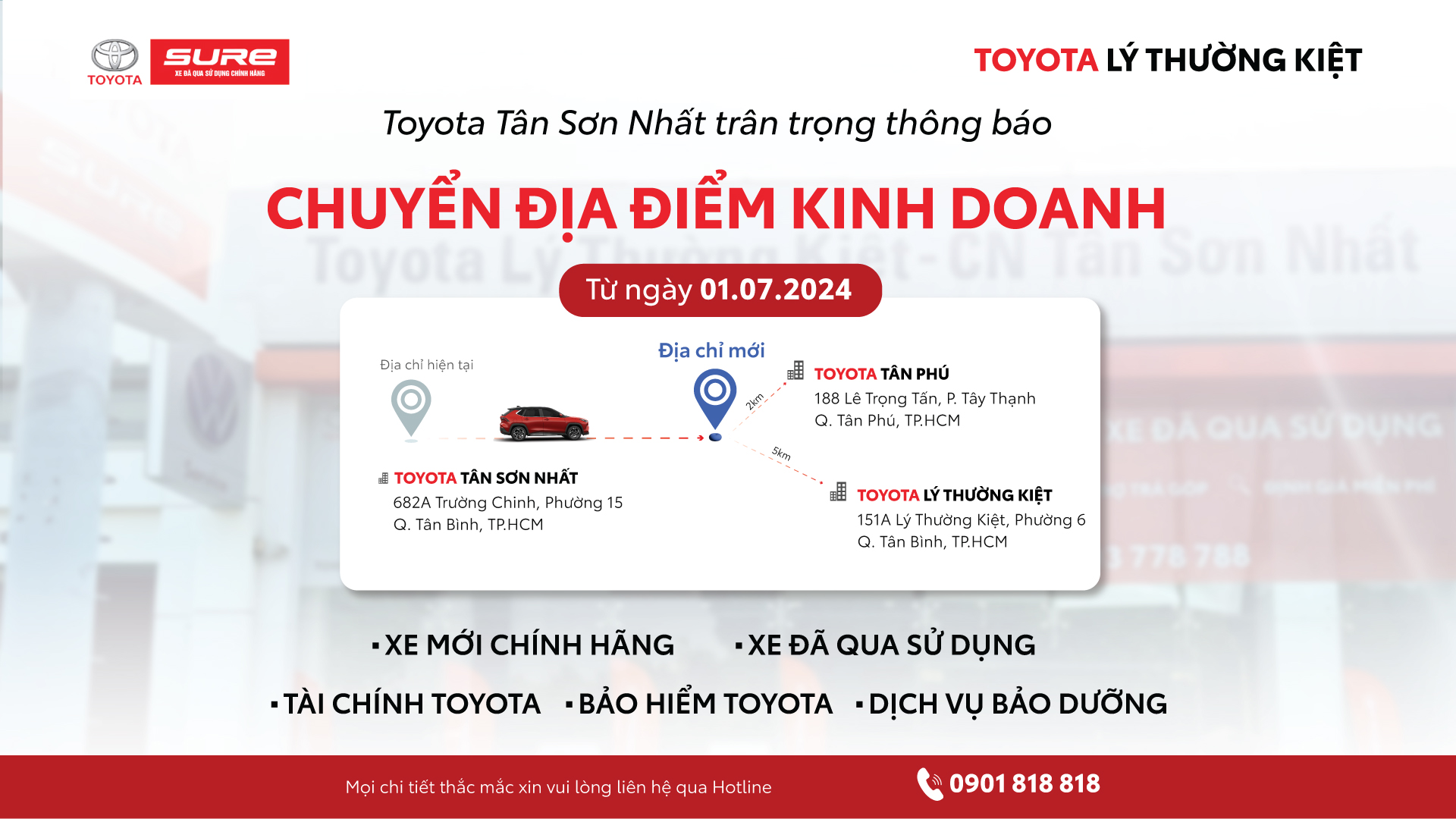 THÔNG BÁO DI DỜI HOẠT ĐỘNG SHOWROOM TOYOTA TÂN SƠN NHẤT